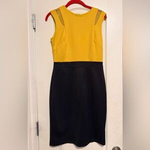 Chic Sleeveless Yellow and Black Mini Dress
